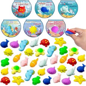 Ptyfavor Valentines Day Gifts for Kids Class - 36 Pack Valentines Hife Cards with Squishies Animal Toys for School Trass Exchange ، Boys Girls Choilers Valentines Gifts