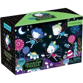 Mudpuppy Fairies Glow in The Dark Puzzle, 100 Pieces – 18" x 12", for Ages 5+, Colorful Fairy Artwork, Made with Safe, Non-Toxic Materials