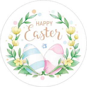 Lucleag 2 Inch Happy Easter Stickers for Kids, Round Easter Egg Flower Stickers for Envelopes Seals Wrapping Greeting Cards Gifts Present Wrapping Holiday Party Decorations, 200 PCS