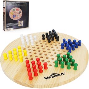 Chinese Checkers Board - Wooden Game Classic Strategy Game & Fun for The Whole Family,Includes 60 Wooden Pegs in 6 Colors,Made with All Natural Wooden Materials (11.5 Inch)