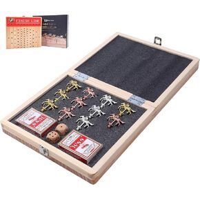 Nice C Horse Race Board Game, Horse Racing Game, Board Game Set Foldable and Portable with 2 Sets of Cards, 2 Dice, and 12 Metal Horses (1-Pack)