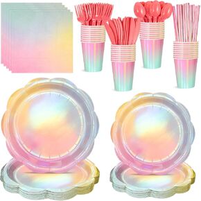 200 PCS يزخرف الحفلات الحزبية القزحية ، و 25 لوحات قزحية ضيقة قزحية ، وحفلة ديسكو ، حفلة ديسكو ، حفلة حورية البحر