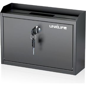 Uniclife Suggestion Box with Combination Lock and Slot, Wall Mounted Mailbox for Office, Drop Box with 50 Blank Suggestion Cards, Safe Lock Box, Donation Box, Ballot Box for Business Activity
