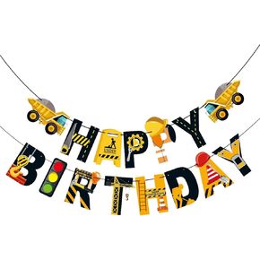 Construction Birthday Party Supplies Banner, Construction Happy Birthday Banner Construction Themed Party Supplies for Boys Birthday Baby Shower Engineering Theme Party