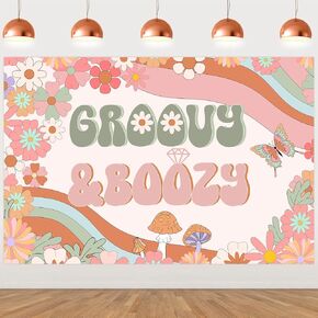 Groovy Bachelorette Party Decorations Backdrop, 3 x 5 ft, Multicolored Vinyl, Perfect for 60s 70s Retro Hippie Bachelorette Party