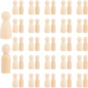 100 Pcs Wooden Peg Dolls, 2.2" x 0.9" Unfinished Wood Peg People, Wooden Figures for Craft Art Projects, DIY Painting and Decoration