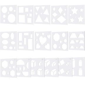 16 Pieces Geometric Stencils Drawing Stencils Painting Stencils Triangle Round Stencils Reusable DIY Drawing Templates for Kids DIY Craft