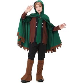 Kids Archer Costume Boys Girls Halloween Hero Hunter Costume Medieval Renaissance Outfit with Cape