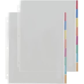 48 Pack Clear Binder Sheet Protectors - 8.5x11 Letter Size with 8 Tabs, 6 Sets, Plastic Binder Dividers and Page Protectors