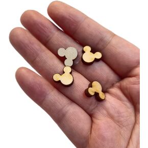 60pcs of Mickey Mouse Head Stud Earrings,Earrings Studs Sublimation Blanks Wood Earrings,12mm Laser Cut Wood (12mm)