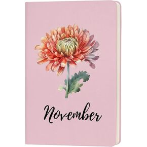 Birth Month Flower Leather Notebook Dainty Birth Flower Gifts for Women Men Birthday Gift Birth Month Mother's Day Gift Flower Lover Gift (August)