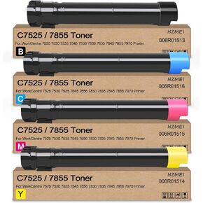7525 Toner Cartridge High Yield 006R01513 006R01514 006R01515 006R01516 Toner Replacement for Xerox WorkCentre 7525 7530 7535 7545 7556 7830 7835 7845 7855 7970 Printer,Black Cyan Magenta Yellow