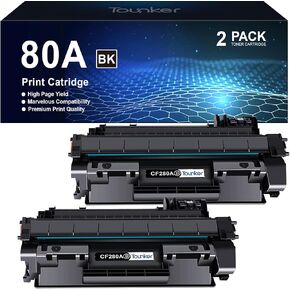 Tounker 80A Toner Cartridge Black Replacement for HP 80A CF280A 80X CF280X for HP Laserjet Pro 400 M401A M401D M401N M401DNE M401DW M401DN M401 MFP M425DN M425DW Printer