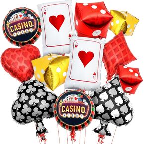 KatchOn, Dice and Cards Casino Balloons - 24 Inch, Pack of 12 | Casino Theme Balloons for Casino Party Decorations | Dice Balloons, Casino Theme Party Decorations | Poker Balloons, Casino Decorations