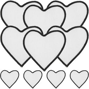 EXCEART Blank Sublimation Patches 10pcs Heart Shaped Iron-on Fabric Patches DIY Heat Transfer Appliques for Clothes Hats Uniforms Backpacks Shoes