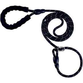 Slip Knot Leashes for Dog Training, 6 FT Black Comfortable Handle Dog Slip Leash for Control Dogs Lead Adjustable Slip Lead for Small Medium Large Dogs