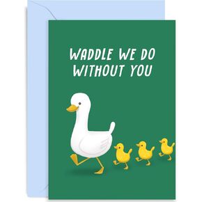 Old English Co. Waddle We Do Without You Funny Leaving Card for Colleague - Humour Farewell Card for Him or Her - Cute Good Luck Card for Friends and Family | Blank Inside with Envelope