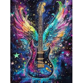 Kaliosy 5D Diamond Art Kits for Adults Guitar by Number Kits, Diamond Painting Art Musical Instruments DIY Full Drill Crystal Craft Cross Stitch Embroidery Decoration (12x16 inch) 30x40 cm