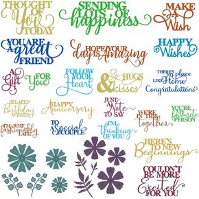 17 Pcs Word Die Cuts, Holiday Wish Blessings Cutting Dies for Card Making, Positive Word Metal Templates, Embossing Stencils for DIY Scrapbooking, Photo Album Decor, Craft Making Supplies