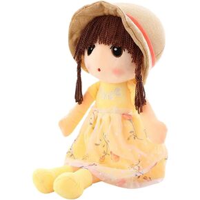 ikasus Rag Dolls for Girls,Plush Baby Doll Girl for Kids, 17.7 Sweetheart Soft Baby Doll Cloth Dolls,Plush Stuffed Toy with Hat Skirt Plush Toy Baby Girls Sleeping Partner Doll Xmas Birthday Gift