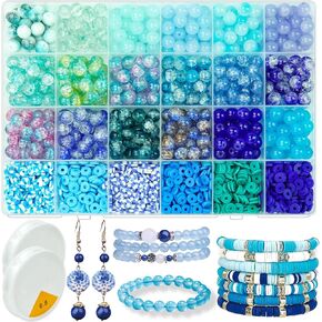 Wavlakth 2000PCS+ St.Patrick's Day Beads for Jewelry Making, 8mm Green Glass Bead Polymer Clay Beads Round Spacer Crystal Beads for Friendship Bracelet Spring Party Decoration Making (Green)