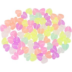 Tupalizy 100PCS Colored Acrylic Pony Beads Heart Pendant Glow in The Dark Bead for Friendship Bracelets Jewelry Making Necklaces Hair Braids Earring Keychains String Craft Projects Party Gifts,10mm