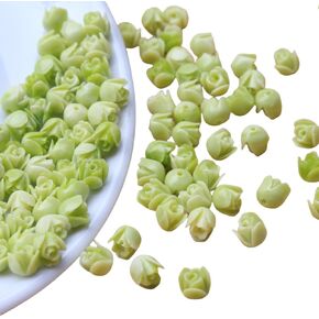 pumpie 100pcs 7mm Synthetic Coral Tulip Flower Beads Light Green Color for Bracelets Necklace Earring Jewelry Making Charms Art Craft DIY, CR-TUGR-100