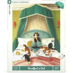 New York Puzzle Company - Janet Hill Breakfast in Bed - 500 Piece Jigsaw Puzzle for Family Game Nights by Janet Hill