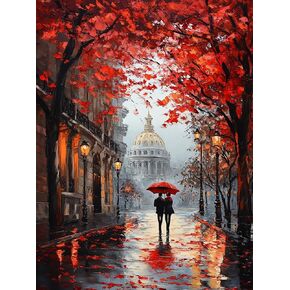 Reofrey DIY Diamond Art Kits for Adults Couple Street, Valentine's Day Full Drill Round Rhinestone Diamond Painting Kits for Adults, Cross Stitch Embroidery Canvas for Crafts Home Wall Decor 30x40cm