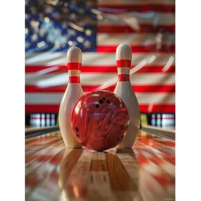 JXAVAXDE Bowling Flag Diamond Painting Kits for Adult, Ball Sports Diamond Painting Art Kit for Adults, Full Drill Diamond Dots Painting for Beginners Home Wall Decor Gift 12x16 Inch
