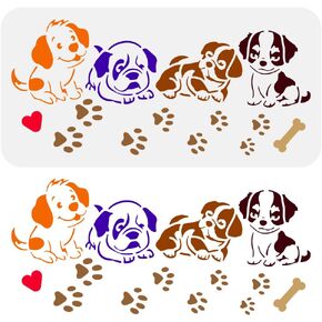 FINGERINSPIRE Mother Bear with Two Cubs Painting Stencil 11.8x5.9inch Plastic PET Animal Bear Template Reusable Bear Family Stencil Decorative Grassground Template DIY Animal Theme Stencil for DIY