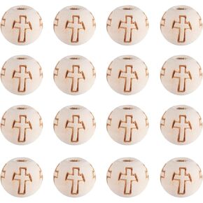 Craftdady 200pcs 10mm Natural Round Wood Beads Unfinished Wooden Ball Spacer Beads with Cross Pattern for Jewelry Making Hole: 2mm