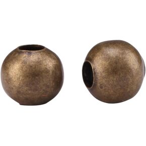 200pcs 4mm (0.16 Inch) Small Tiny Smooth Antique Bronze Loose Round Spacer Beads (Hole 2mm) for DIY Craft Jewelry Making CF89-4