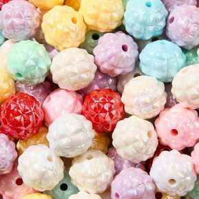16mm Acrylic Beads 220pcs Transparent Color Pen Beads Focal Spacer Beads Chunk Bubblegum Beads for DIY Crafting Necklace Bracelet Jewelry Making Keychain (Mix Color)