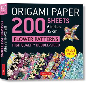 Origami Paper 200 sheets Flower Patterns 6" (15 cm): High-Quality Double Sided Origami Sheets Printed with 12 Different Designs (Instructions for 6 Projects Included)