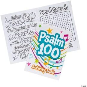 Fun Express Psalm 100 Coloring Activity Books - Set of 12, Religious Bible-Inspired Designs Perfect for Kids & Sunday School Faith-Based Learning Great for Group Activities - Multi-Color - 12 Pieces