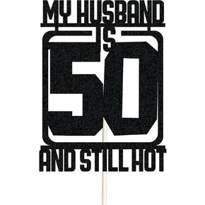 50th Birthday Decorations Men Black Glitter Cake Topper Decor Funny Bday Party Supplies Cake Decor Party Favors Decoration