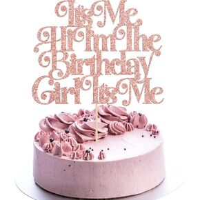 Gyufise 1Pc It's Me Hi I'm the Birthday Girl Cake Topper Funny Cake Decorations Hip Hop Singer Girls Party Decorations Supplies Pink