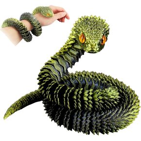 3D Printed Snake Eggs with Snake Inside,3D Printed Snake,3D Printed Animals,Crystal Snake Fidget Toys,Articulated 3D Snake with 3D Snake Eggs Black Red