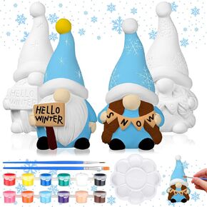 شوهد 2 حزمة الشتاء gnomes جاهزة لطلاء تماثيل جنوم الخاصة بك 4 '' DIY الشتاء التماثيل الخزف غير مصبوغ مجموعة الخزف الفار