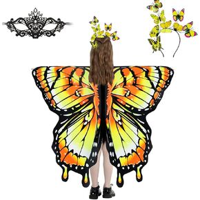 Plainshe Halloween Comple for Girls ， Butterfly Wings Kids ، Fairy Wings ， 3pcs Butterfly Costume Set. in Kuwait