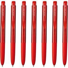 Uni-Ball Signo RT1 Gel Ink Ballpoint Pen, 0.38mm Extra Fine Point, Retractable, Red Ink, UMN155N38.15, Pack of 7