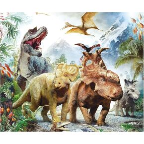 Jigsaw Puzzles 300 Pieces for Adults Kids World of Huge Dinosaurs Learning Educational Challenge Toys Best Gift 16.5" x 13.8"