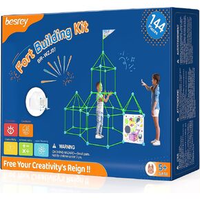 besrey Kids Fort Building Kit, for Kids, Creative Fort Toy for 5,6,7,8 Years Old Boy & Girls, Educational Gift for Kid, Ultimate Creative Set for Indoor & Outdoors Activity, 85 Pcs