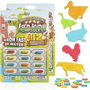 ArtCreativity Magic Growing Farm Animal Capsules, 2 Packs, 24 Expanding Animal Capsules, Grow in Water, Cute Color and Design, Kids Birthday Party Favors, Easter Basket, Contest Prize or Gift Idea
