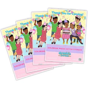 Gracie's Corner Birthday Party Coloring Book Favor, Mini Coloring Books with Crayons for Kids Party Favors, Birthday Favors, and Happy Birthday Decorations (Pack of 4) (Pink & Gold)