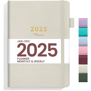 2025 Planner - Weekly and Monthly Planner, January 2025 to December 2025, Hardcover 2025 Calendar Planner Book, Inner Pocket, Perfect for Office Home School Supplies - A5 (5.8" x 8.4"), Grey Beige