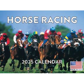 Horse Racing Race Calendar 2025 Monthly Wall Calender 12 Month | American Made In The USA