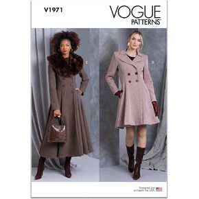 Vogue Misses' Lined and Fitted Coat Sewing Pattern Kit, Design Code V1971, 14-16-18-20-22, Multicolor