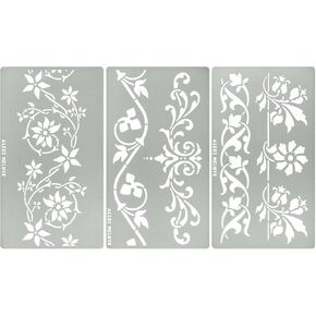 Aleks Melnyk No.510 Metal Stencils, Swirls, Ornaments, Flowers Vine, Patterns, Border, Small Stencils, 3 PCS, Templates for Wood Burning, Engraving, Crafting, Scrapbook, Art, Ornate